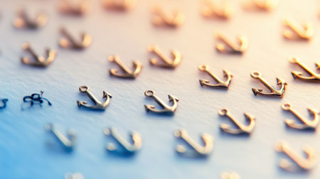 A stunning arrangement of metallic anchor charms showcases intricate detailing and a stylish design, perfect for jewelry crafting and creative projects.の素材