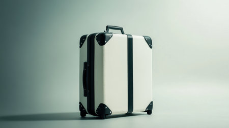 A stylish hard-shell suitcase featuring a sleek design with black accents. Perfect for modern travelers seeking functional and aesthetic luggage for their adventures.の素材