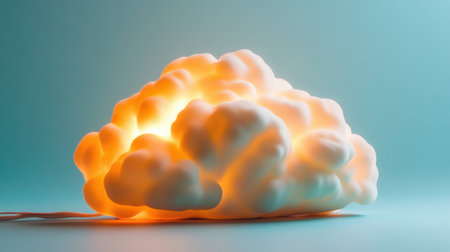 A captivating illuminated cloud with soft edges radiates a warm glow, creating an imaginative and serene atmosphere perfect for artistic projects.の素材