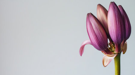 This stunning image features an elegant pink lotus flower with soft petals, showcasing its beauty against a minimalist background. Perfect for decor.の素材
