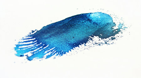 A beautiful blue watercolor splash captures a unique abstract design on a clean white background, ideal for creative projects and artistic exploration.の素材