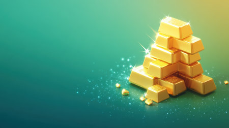 A stunning pile of shiny gold bars captures the essence of wealth and luxury. This vibrant image symbolizes economic prosperity and investment opportunities.の素材