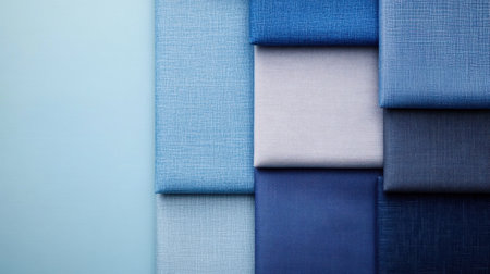 A stunning collection of blue fabric textures displaying various shades and patterns, perfect for design inspiration, crafting projects, or textile study.の素材