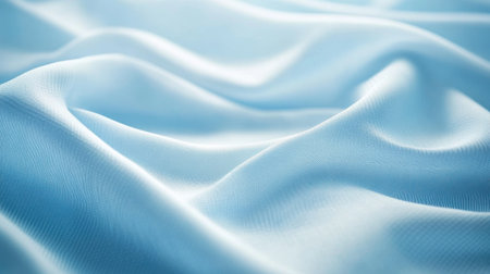 This image features a soft light blue fabric texture that showcases gentle waves and elegant flow, perfect for backgrounds or design projects.の素材