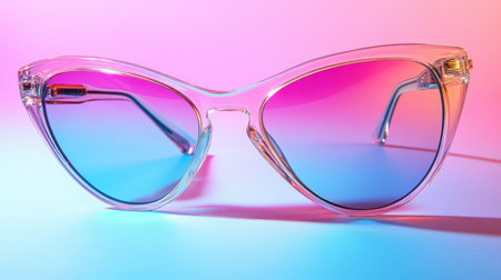 Dive into a world of fashion with these stylish vintage cat-eye sunglasses featuring striking gradient lenses, perfect for summer adventures or chic outings.の素材