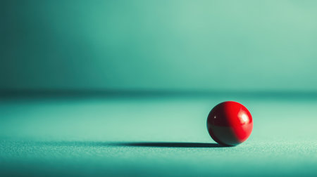 A captivating image of a red sphere resting on a soft green surface, creating a tranquil atmosphere with subtle shadows and a modern minimalist appeal.の素材