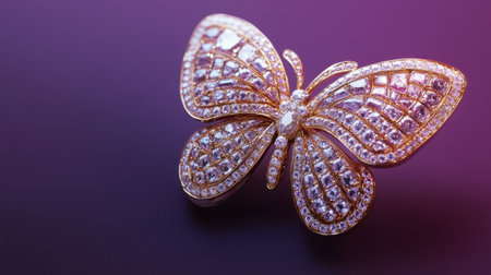 This exquisite butterfly brooch showcases the beauty of intricate design and sparkling crystals. Perfect for adding elegance to any outfit or as a special gift.の素材