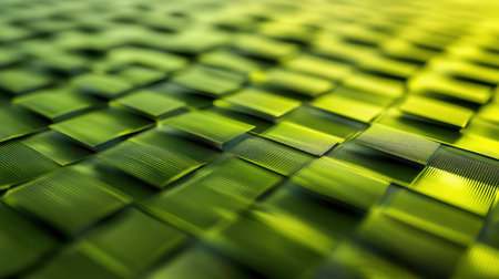 This image showcases a close-up view of a textured green surface with interconnected squares. The dynamic pattern creates a visually engaging background suited for various designs.の素材