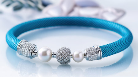 Discover an exquisite turquoise necklace adorned with silver and shimmering pearls, perfect for fashion enthusiasts and elegant occasions.の素材