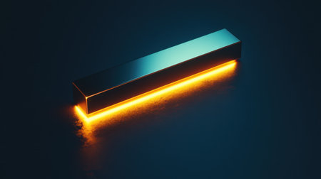 A sleek metallic bar featuring a glowing edge creates a captivating ambiance in a dark, futuristic setting. This image emphasizes modern design and minimalist aesthetics.の素材