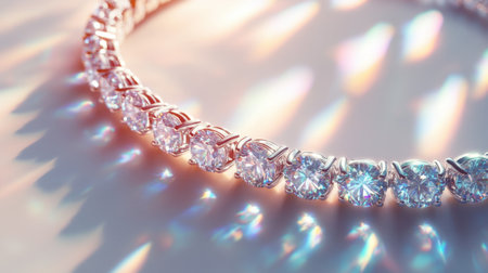 An exquisite diamond necklace showcased in soft light, revealing its stunning sparkle and intricate details. Perfect for luxury and fashion themes.の素材