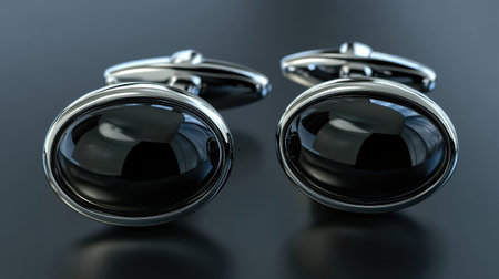 Capture the essence of elegance with this exquisite pair of black cufflinks, beautifully set in a polished silver finish. Perfect for formal occasions, these accessories enhance any outfit with a touch of sophistication.の素材