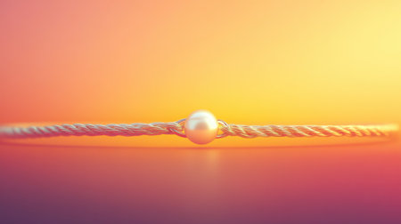 This image showcases a delicate silver bracelet featuring a lustrous pearl set against a warm, vibrant sunset background, embodying elegance and simplicity.の素材