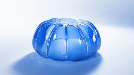 A striking blue jelly mold resting elegantly against a soft background, perfect for culinary presentations, parties, and creative dessert ideas.の素材