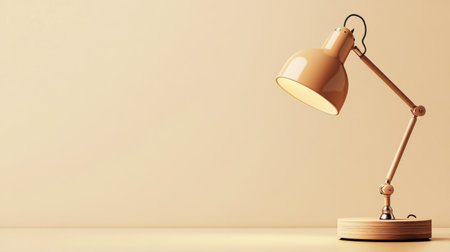 A stylish modern desk lamp featuring a warm light and a wooden base, ideal for enhancing any workspace with a minimalist aesthetic and effortless charm.の素材