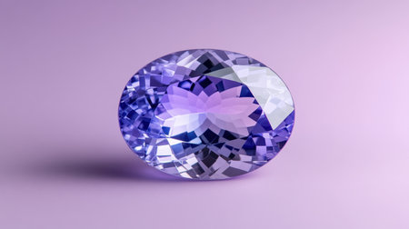 A stunning purple gemstone sits elegantly on a soft purple background, showcasing its exquisite cut and clarity, perfect for jewelry design or decoration.の素材