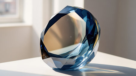 This striking blue crystal sculpture captures and reflects light beautifully, creating a stunning visual effect. Ideal for modern decor or artistic displays.の素材