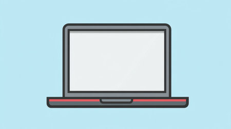 This sleek illustration features a minimalistic laptop design set against a soft blue backdrop, perfect for projects related to technology, education, or digital art.の素材