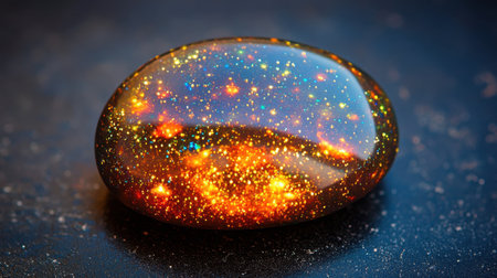 This captivating cosmic stone captures the beauty of the universe with its sparkling stars and vibrant colors, perfect for artistic and decorative uses.の素材