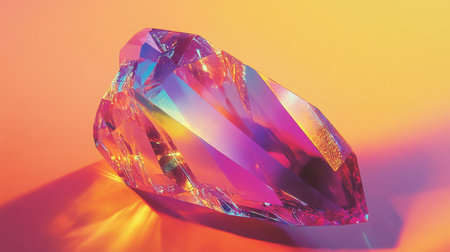 This captivating image features a colorful gemstone reflecting light beautifully against a soft backdrop. The vibrant hues create an artistic aesthetic, perfect for design projects.の素材