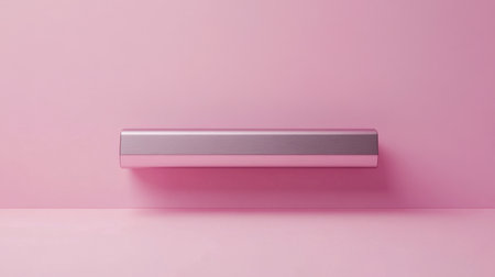 This image features a sleek silver speaker against a soft pink background, representing modern design and minimalist aesthetics, ideal for music lovers.の素材