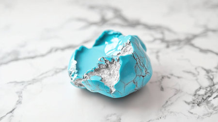 This striking blue decorative object features unique silver accents and a smooth marble surface, perfect for enhancing artistic home decor and modern design themes.の素材