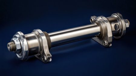 This image features a high-quality stainless steel shaft component, showcasing precision engineering and sleek design suitable for various industrial applications.の素材