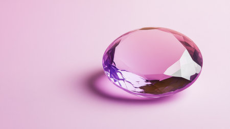A stunning pink gemstone sits gracefully on a soft pastel background, showcasing a captivating shine and intriguing reflections, perfect for creative projects.の素材