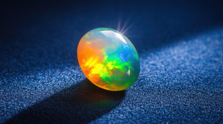 Stunning opal gemstone showcasing vibrant colors and light reflections on a dark background, perfect for jewelry enthusiasts and collectors.の素材