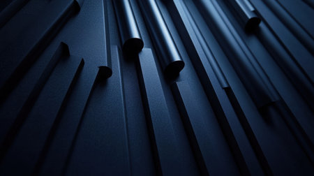 A captivating abstract background featuring dark blue linear textures with various depths and dynamics. Ideal for modern design and artistic projects.の素材