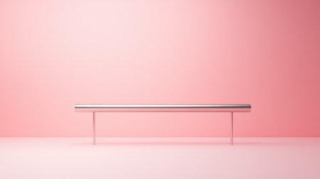 This image showcases a minimalist modern bench set against a soft pink wall, perfect for contemporary interior design projects and aesthetic spaces.の素材