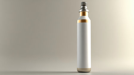 This sleek metal water bottle features a minimalist design with a white body and gold accents, perfect for fitness enthusiasts and outdoor adventures.の素材