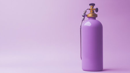 A striking purple fire extinguisher showcased against a soft purple background, emphasizing modern safety equipment design and fire prevention awareness.の素材