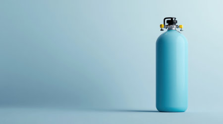 A bright blue gas cylinder stands upright against a soft pastel background, emphasizing a clean, minimalist aesthetic ideal for industrial or safety themes.の素材