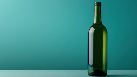 A striking single green glass bottle stands against a minimalist background, capturing the essence of contemporary design with its elegant shape and color.の素材