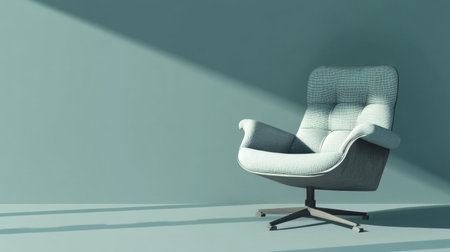 A stylish modern armchair with soft fabric stands against a minimalist wall. The bright shadow creates an inviting atmosphere in this contemporary interior space.の素材