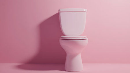 This elegant pink toilet showcases smooth lines against a soft pink background, perfect for modern bathroom designs and trendy interiors.の素材