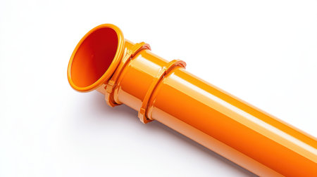 A vibrant orange plastic pipe designed for construction and plumbing purposes. Features a smooth surface ideal for efficient drainage and utility applications.の素材
