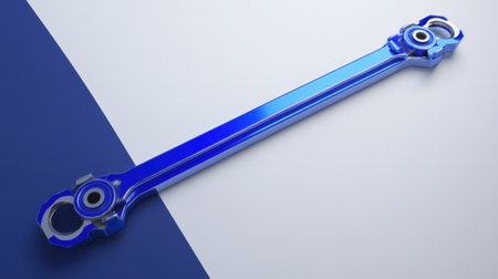 This image showcases a blue industrial tool designed with a sleek finish, set against a minimalistic dual-colored background, emphasizing modern aesthetics.の素材