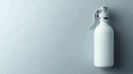 A modern white fire extinguisher stands against a gray background, symbolizing safety and emergency preparedness. Ideal for contemporary environments to enhance awareness.の素材