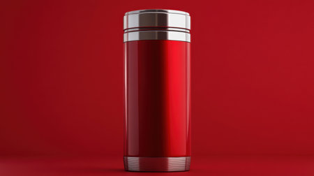 Eye-catching red thermos featuring a sleek stainless steel lid, perfect for keeping beverages hot or cold while on the go. Ideal for outdoor adventures and daily use.の素材