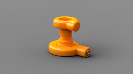 This image showcases a bright orange plastic connector piece, ideal for industrial applications and creative projects. The distinct design highlights its functionality and versatility on a neutral gray background.の素材