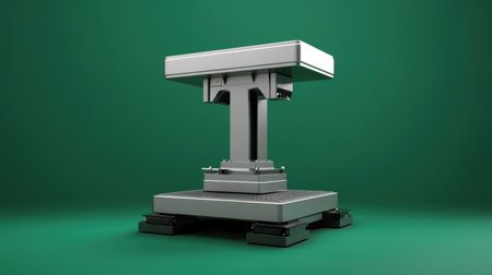 This image showcases an industrial equipment setup featuring a metal base and an adjustable support system ideal for precision manufacturing processes.の素材