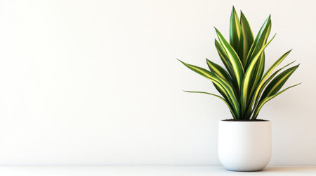 This stunning image showcases a vibrant indoor plant in a sleek white pot, enhancing any minimalist space. Perfect for home or office decoration, this plant brings a touch of nature indoors, promoting a fresh and inviting atmosphere.の素材