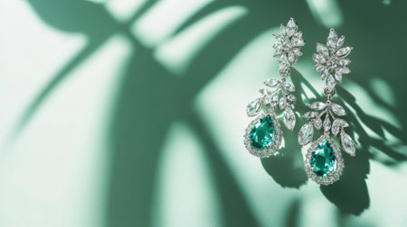 Discover the beauty of these elegant teardrop earrings featuring rich emerald stones set in intricate silver designs, perfect for any occasion.の素材
