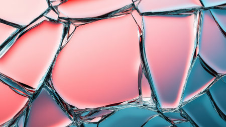 This image showcases an abstract glass texture featuring cracked surfaces in vibrant pink and blue shades, perfect for modern artistic applications.の素材