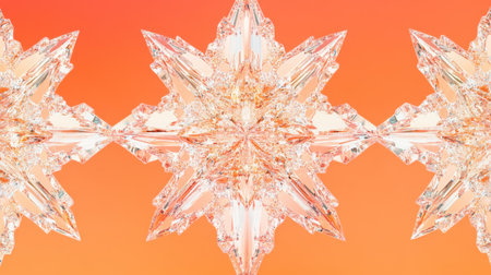This stunning image features intricate crystal star decorations against a vibrant orange background, perfect for capturing the essence of festive elegance and celebration.の素材