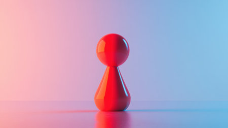 A striking red game piece stands alone against a soft gradient background, highlighting its smooth surface and contemporary design. Perfect for creative projects.の素材