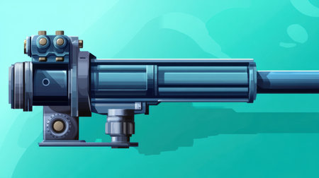This digital illustration showcases a futuristic weapon featuring sleek lines and a modern design. The vibrant colors and minimalist backdrop enhance its artistic appeal.の素材
