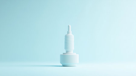 A striking minimalist image featuring a white container with a screw cap on a soft blue background. The clean design emphasizes simplicity and elegance.の素材